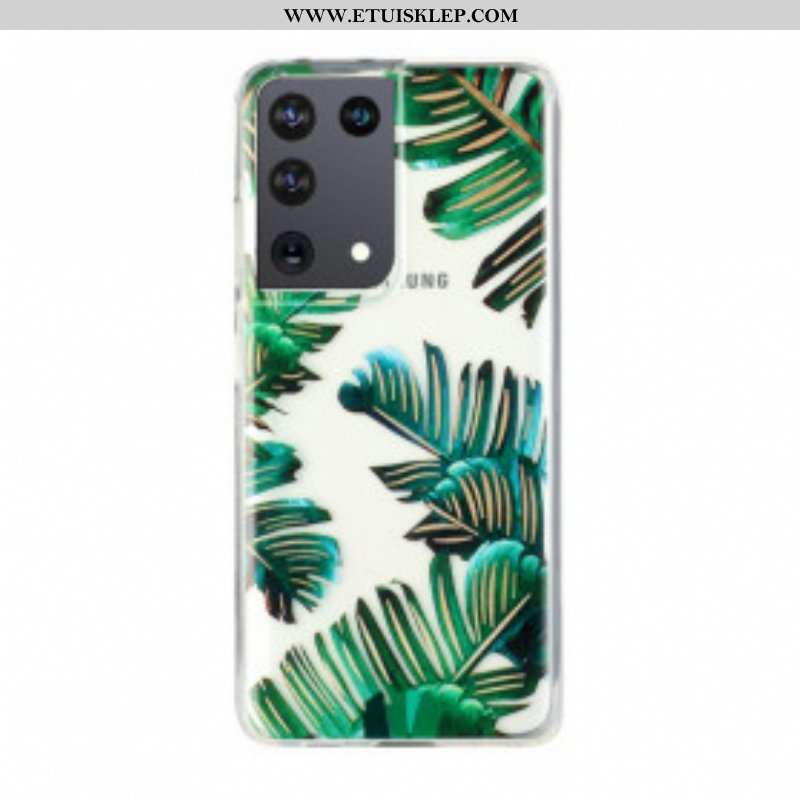 Etui do Samsung Galaxy S21 Ultra 5G Bezszwowe Zielone Liście